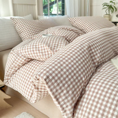 Small Check Gingham Pure Cotton Bedding Set