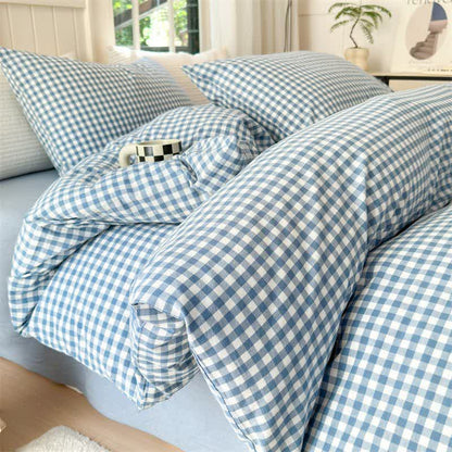 Small Check Gingham Pure Cotton Bedding Set