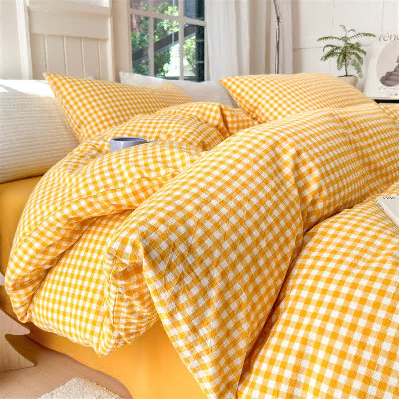 Small Check Gingham Pure Cotton Bedding Set
