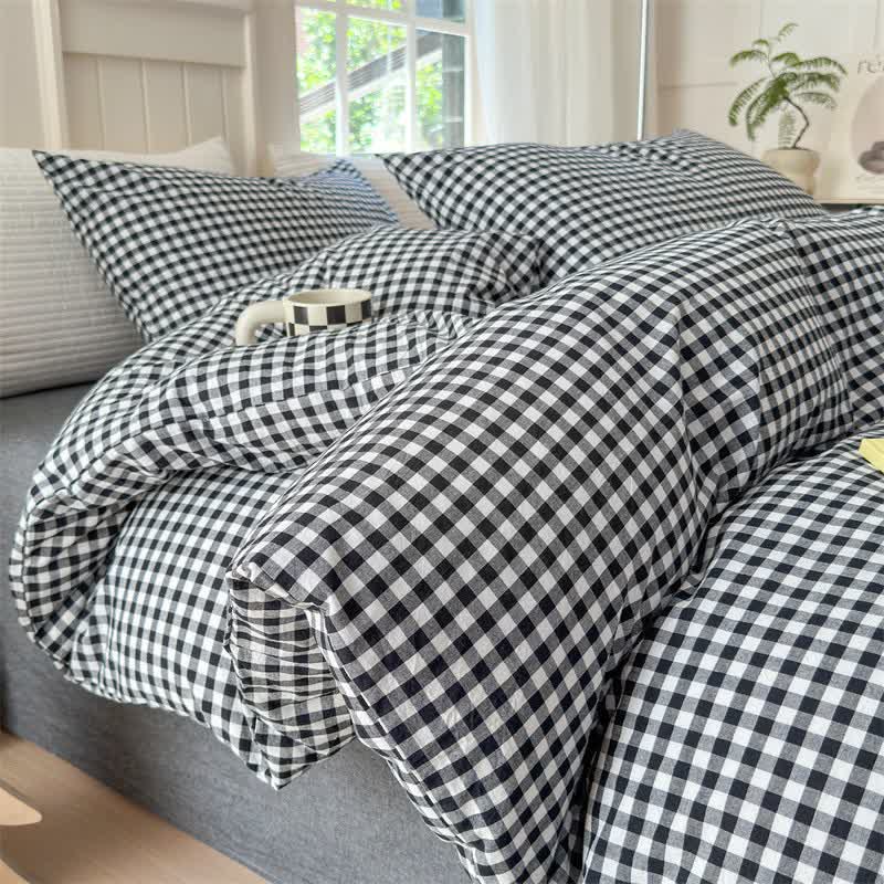 Small Check Gingham Pure Cotton Bedding Set