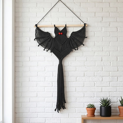 Gothic Macrame Tassels Bat Wall Hanging