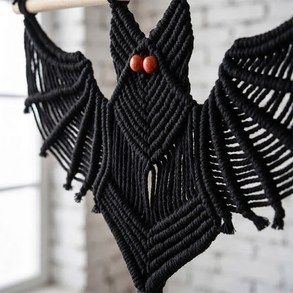 Gothic Macrame Tassels Bat Wall Hanging