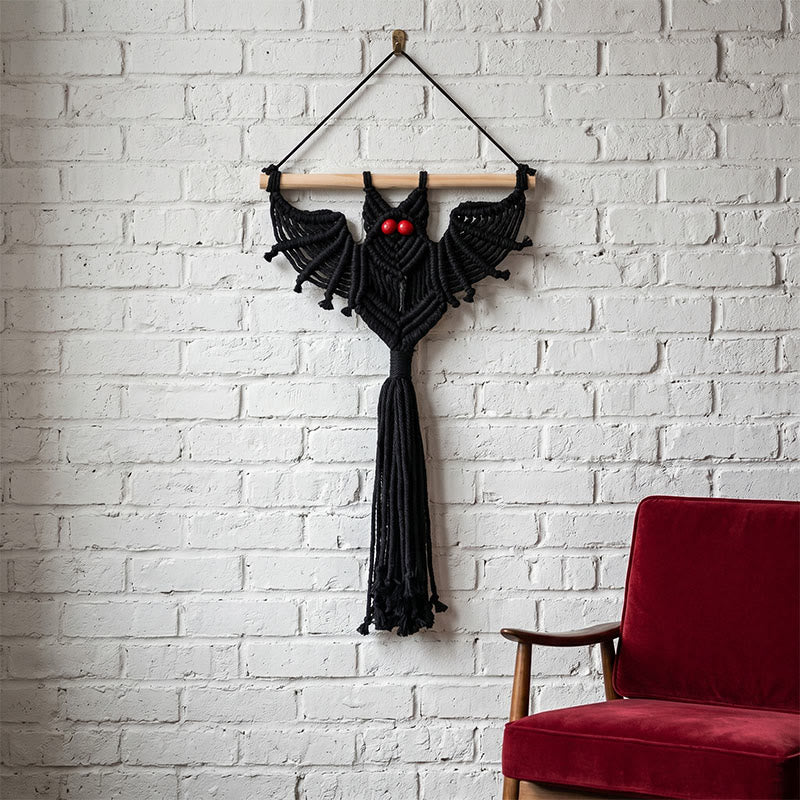Gothic Macrame Tassels Bat Wall Hanging
