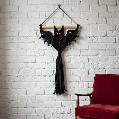 Gothic Macrame Tassels Bat Wall Hanging