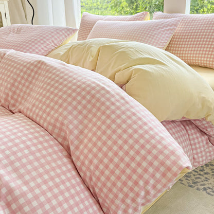 Pastel Gingham Pure Cotton Bedding Set