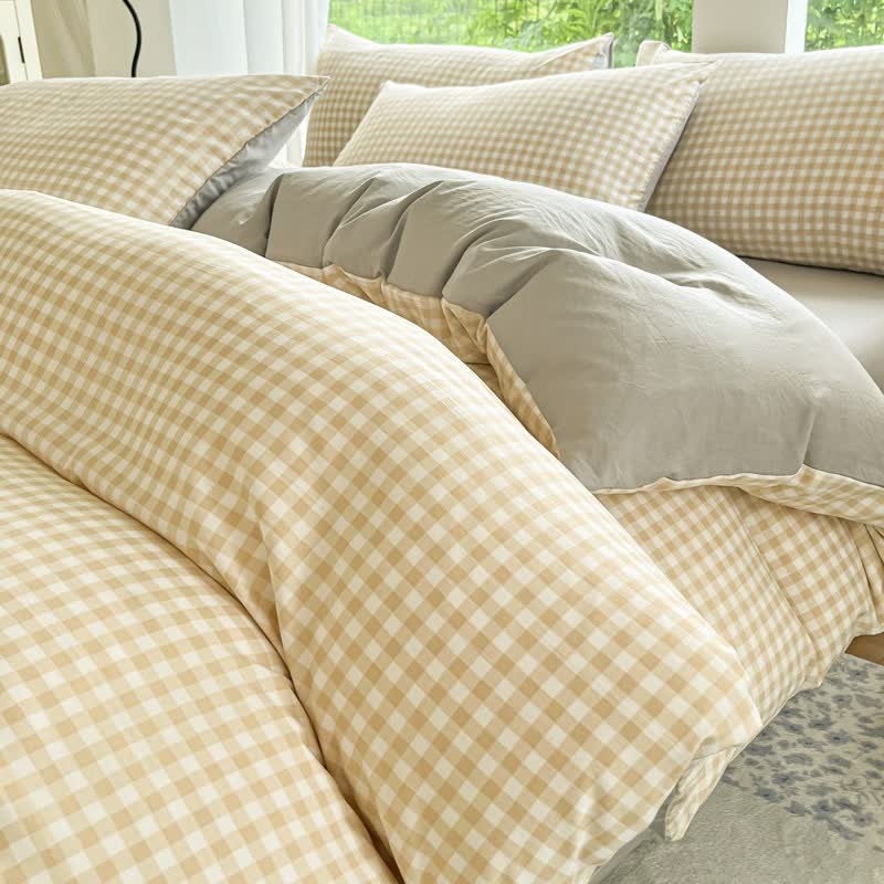Pastel Gingham Pure Cotton Bedding Set