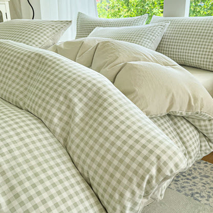 Pastel Gingham Pure Cotton Bedding Set
