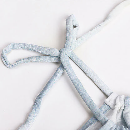 Artistic Blue Cotton Tie Strap Nightgown