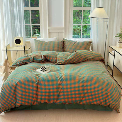 Small Check Gingham Cotton Bedding Set