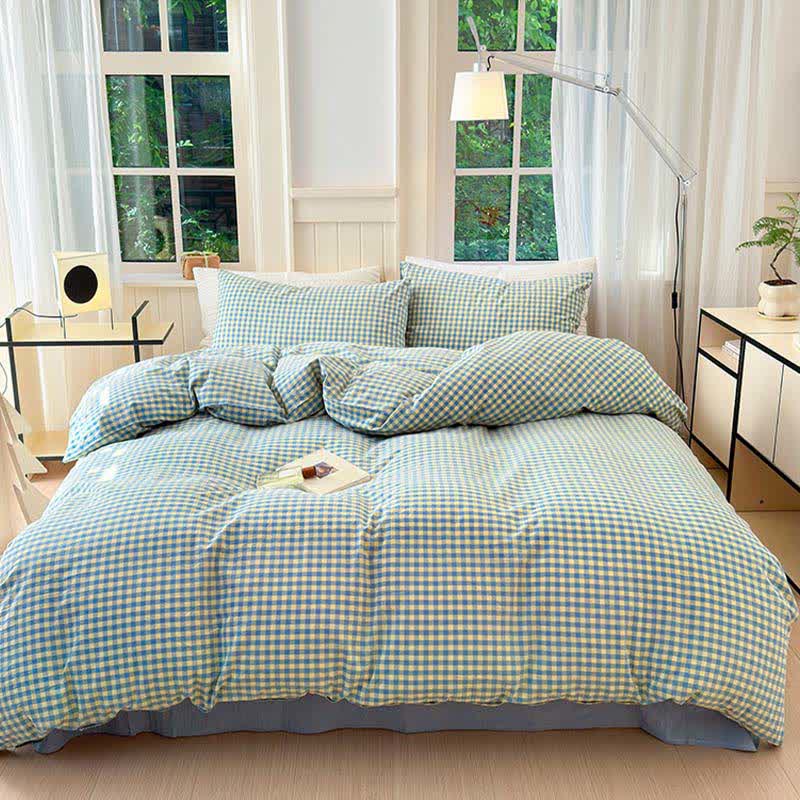 Small Check Gingham Cotton Bedding Set