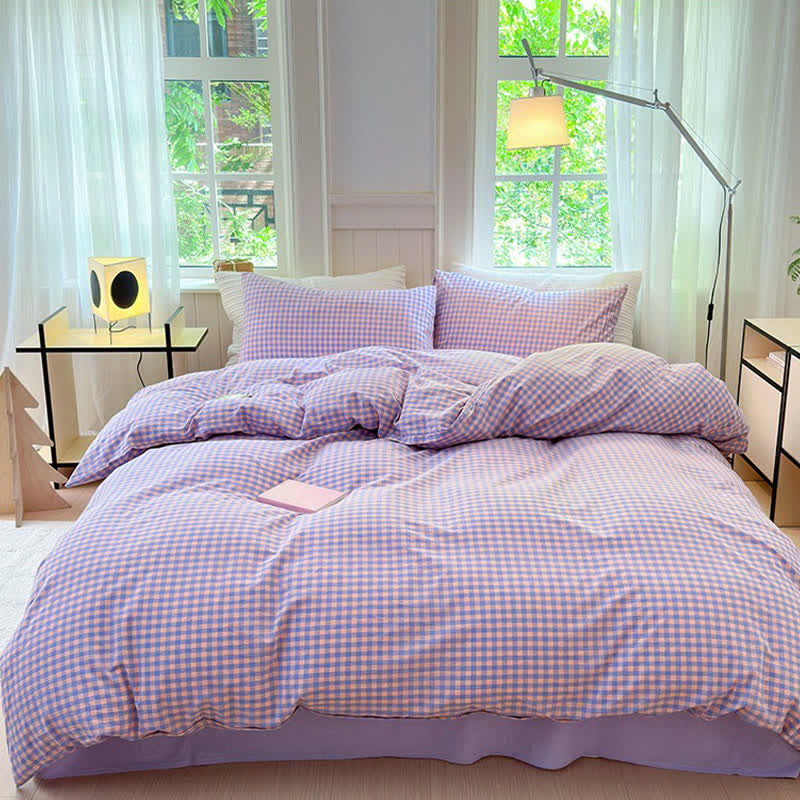 Small Check Gingham Cotton Bedding Set