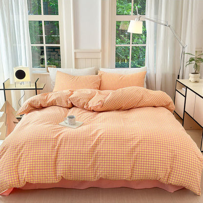 Small Check Gingham Cotton Bedding Set