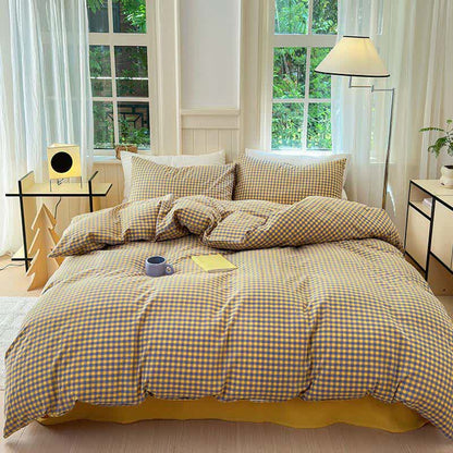 Small Check Gingham Cotton Bedding Set