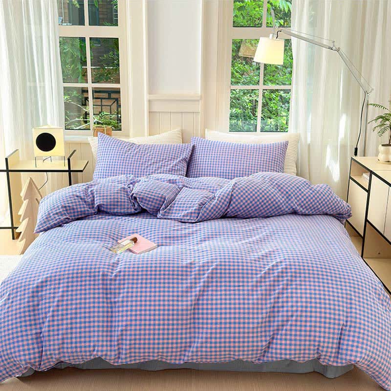 Small Check Gingham Cotton Bedding Set