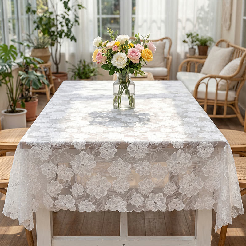 Camellia Lace Jacquard Tablecloth