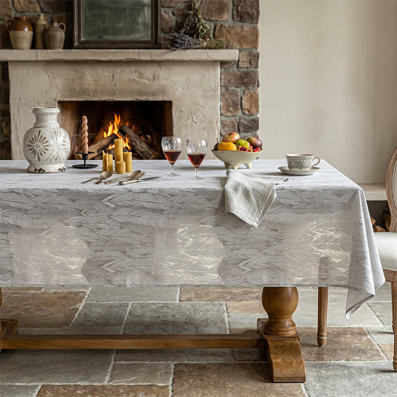 Leaf Pattern Jacquard Tablecloth