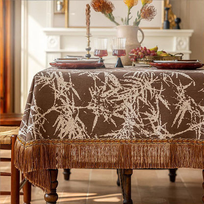 Vintage Bamboo Jacquard Tassel Tablecloth