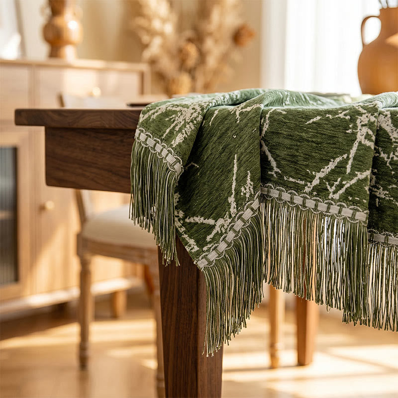 Vintage Bamboo Jacquard Tassel Tablecloth