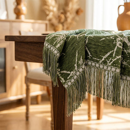 Vintage Bamboo Jacquard Tassel Tablecloth
