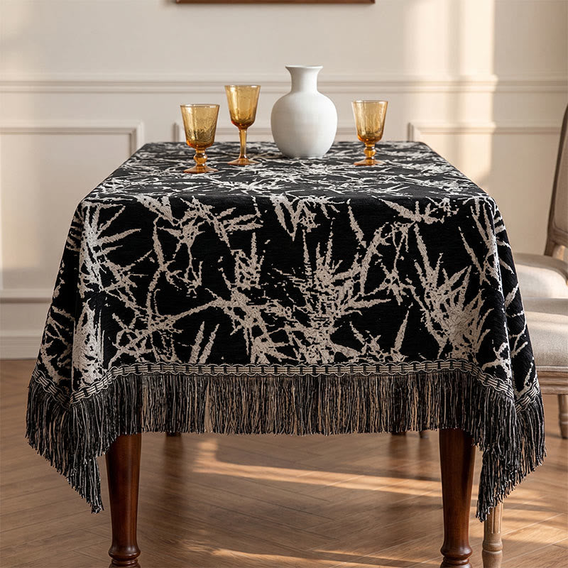 Vintage Bamboo Jacquard Tassel Tablecloth