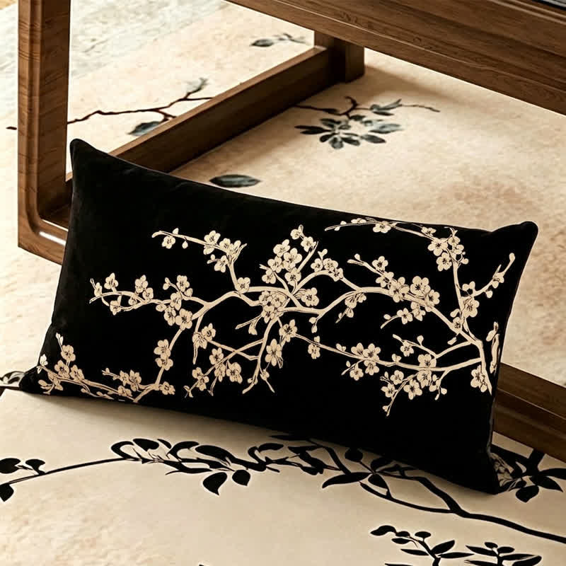 Oriental Plum Blossom Bordered Sofa Slipcover