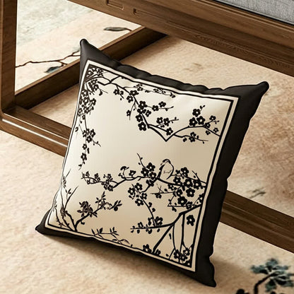 Oriental Plum Blossom Bordered Sofa Slipcover
