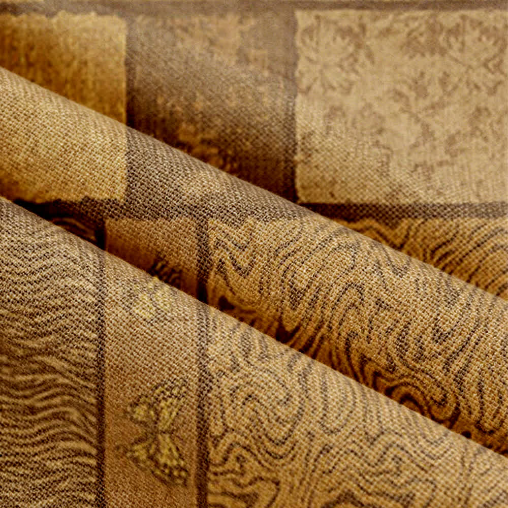 Vintage Wood-Tone Room Divider Door Curtain 0514 Brown Curtains Door Tapestry Doorway Curtain Fabric Partition Floral Privacy Screen Rod Pocket Room Divider Tassel