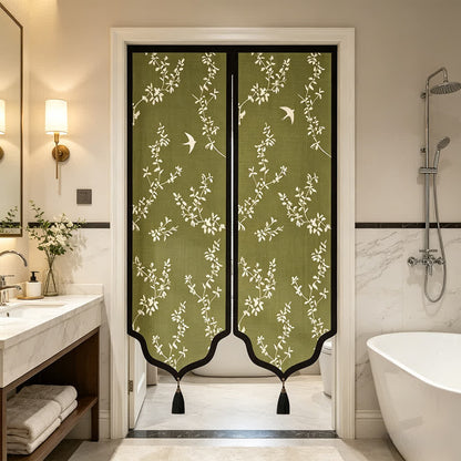 Vintage Botanical Room Divider Door Curtain 0514 Curtains Door Tapestry Doorway Curtain Fabric Partition Floral Green Privacy Screen Rod Pocket Room Divider Tassel