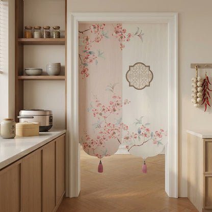 Cherry Blossom Waterproof Doorway Curtain 0514 Cherry Blossom Curtains Door Tapestry Doorway Curtain Fabric Partition Floral Pink Privacy Screen Rod Pocket Room Divider Tassel