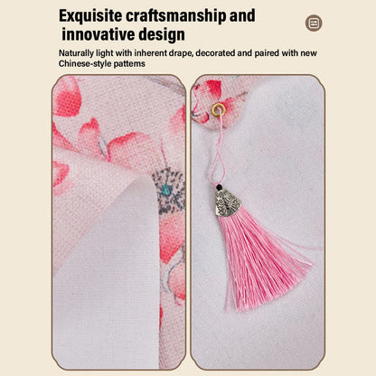 Cherry Blossom Waterproof Doorway Curtain 0514 Cherry Blossom Curtains Door Tapestry Doorway Curtain Fabric Partition Floral Pink Privacy Screen Rod Pocket Room Divider Tassel