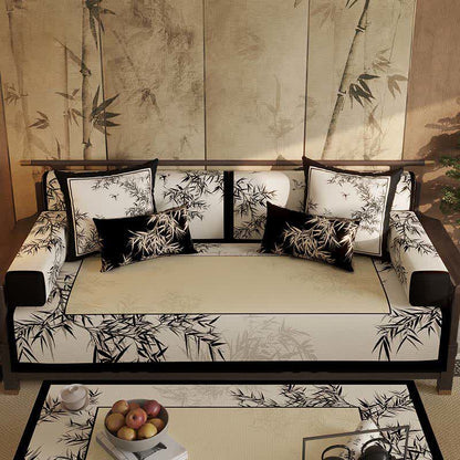 Vintage Elegant Bamboo Leaf Sofa Slipcover