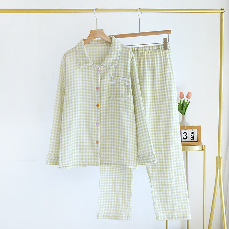 Gingham Pure Cotton Pajama Set