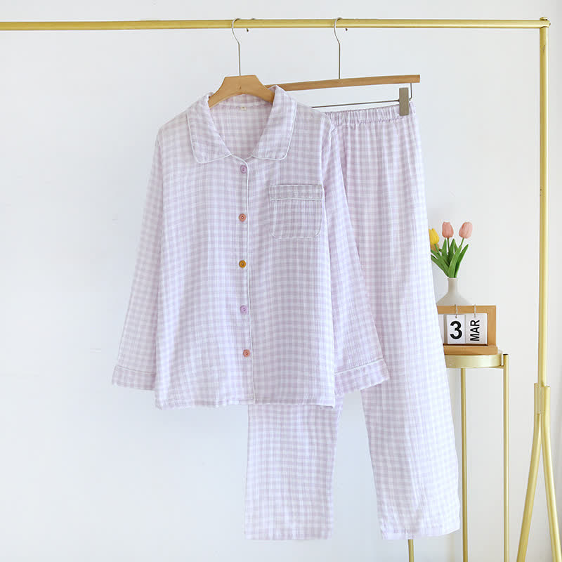 Gingham Pure Cotton Pajama Set