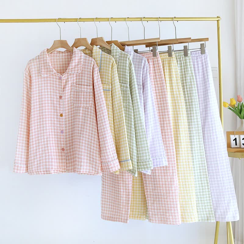 Gingham Pure Cotton Pajama Set
