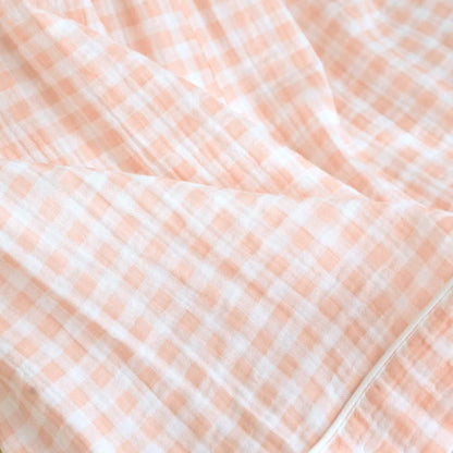 Gingham Cotton Gauze Pajamas with Colorful Buttons