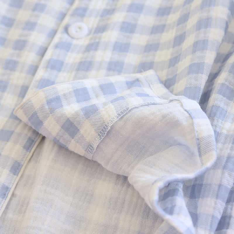 Matching Couples Plaid Cotton Gauze Pajamas
