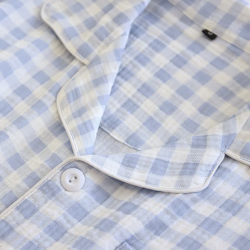 Matching Couples Plaid Cotton Gauze Pajamas