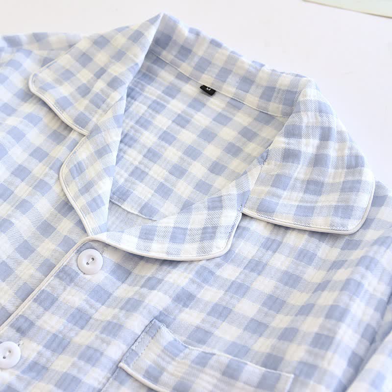 Matching Couples Plaid Cotton Gauze Pajamas