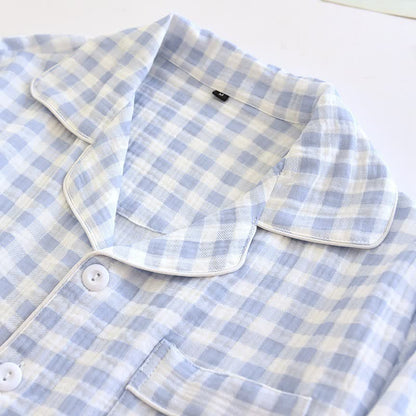 Matching Couples Plaid Cotton Gauze Pajamas