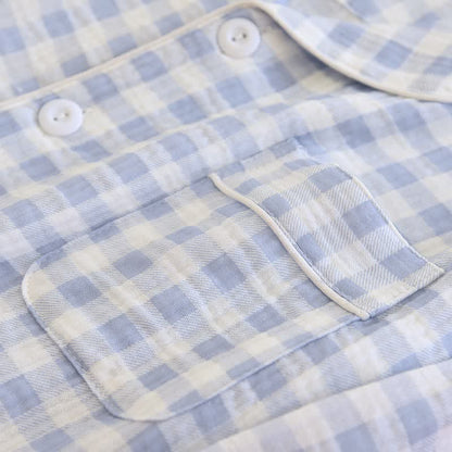 Matching Couples Plaid Cotton Gauze Pajamas