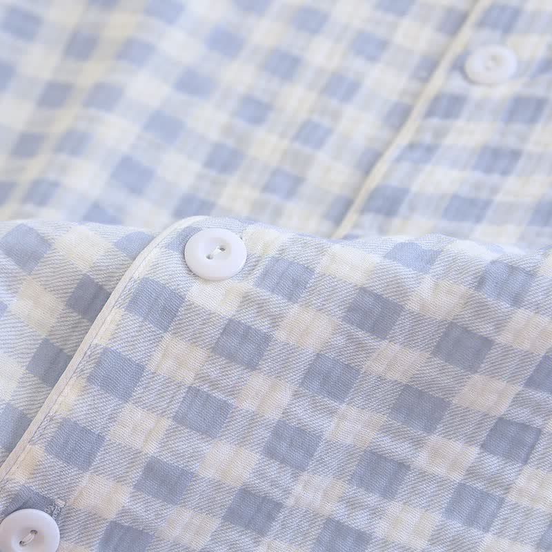 Matching Couples Plaid Cotton Gauze Pajamas