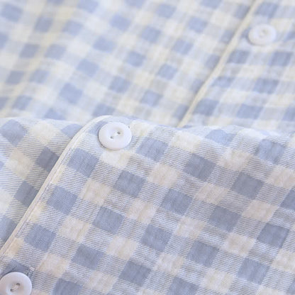 Matching Couples Plaid Cotton Gauze Pajamas