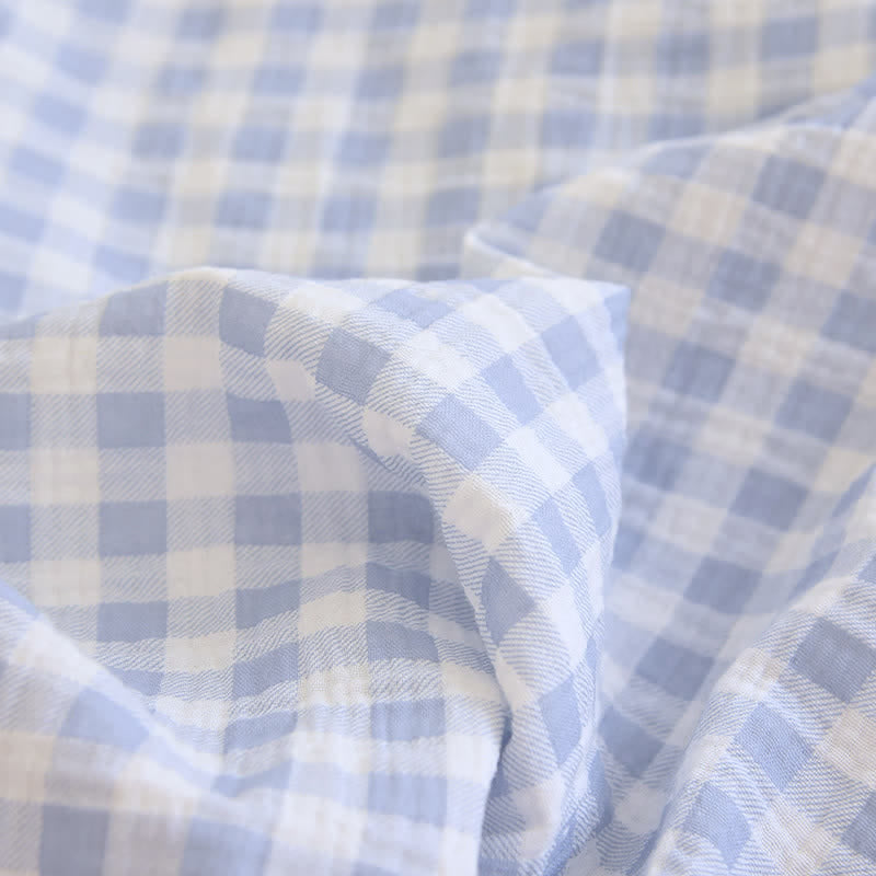 Matching Couples Plaid Cotton Gauze Pajamas