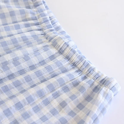 Matching Couples Plaid Cotton Gauze Pajamas