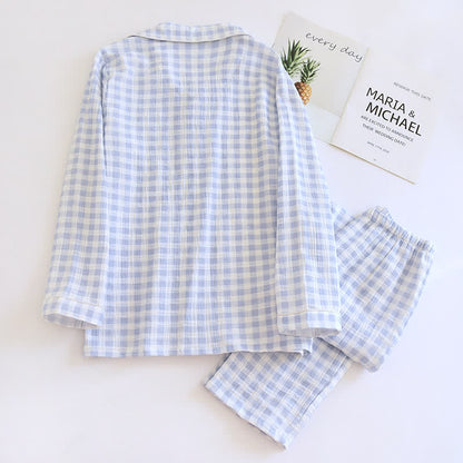Matching Couples Plaid Cotton Gauze Pajamas