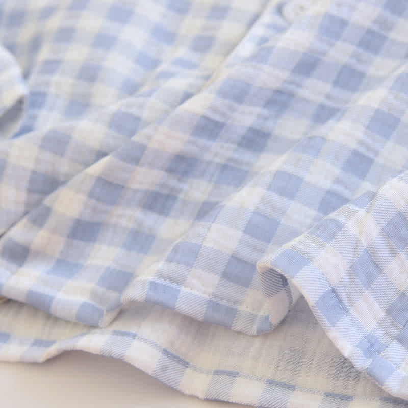 Matching Couples Plaid Cotton Gauze Pajamas