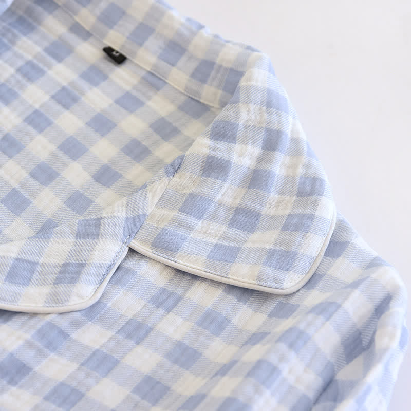 Matching Couples Plaid Cotton Gauze Pajamas