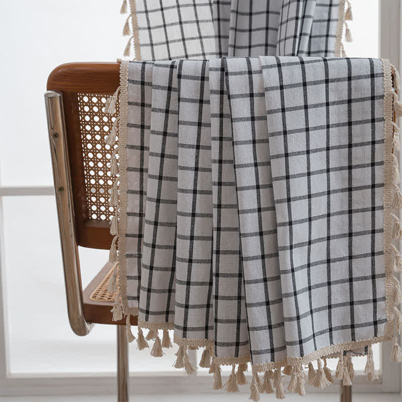 Minimalist Black White Grid Check Curtain