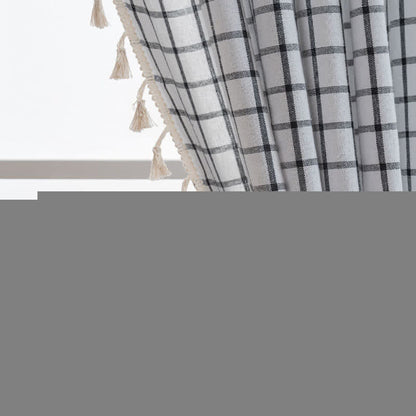 Minimalist Black White Grid Check Curtain