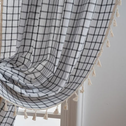 Minimalist Black White Grid Check Curtain